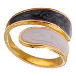 Stalen Damesring - Parelmoer - 18mm - Verstelbaar - ring369 - 73914 - Ringen kopen# - Wit - Grijs - alles - boho