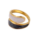 Stalen Damesring - Parelmoer - 18mm - Verstelbaar - ring369 - 73914 - Ringen kopen# - Wit - Grijs - alles - boho