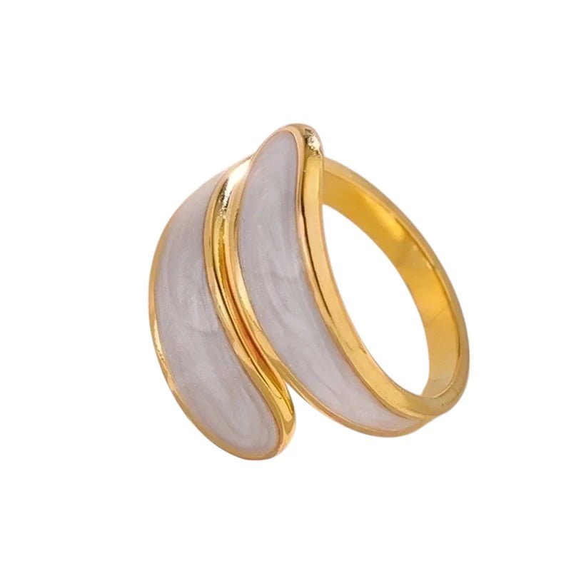 Stalen Damesring - Parelmoer - 18mm - Verstelbaar - ring370 - 73916 - Ringen kopen# - Wit - alles - boho