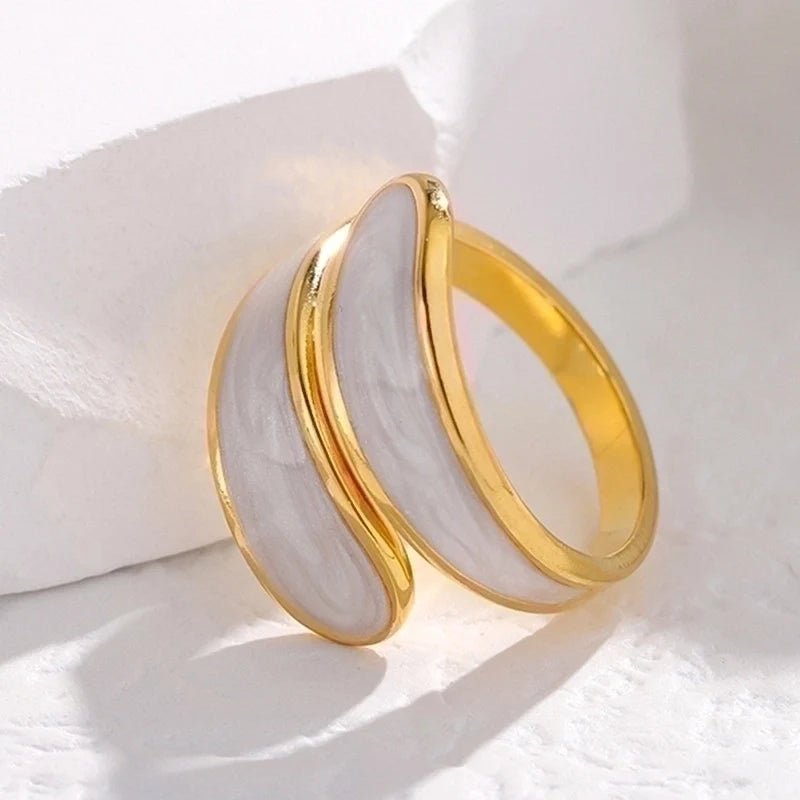 Stalen Damesring - Parelmoer - 18mm - Verstelbaar - ring371 - 73915 - Ringen kopen# - Grijs - alles - boho