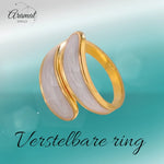 Stalen Damesring - Parelmoer - 18mm - Verstelbaar - ring371 - 73915 - Ringen kopen# - Grijs - alles - boho