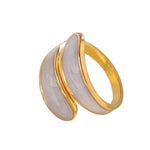 Stalen Damesring - Parelmoer - 18mm - Verstelbaar - ring371 - 73915 - Ringen kopen# - Grijs - alles - boho