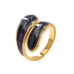 Stalen Damesring - Parelmoer - 18mm - Verstelbaar - ring371 - 73915 - Ringen kopen# - Grijs - alles - boho