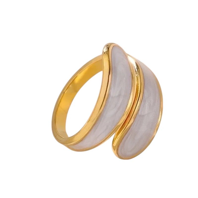 Stalen Damesring - Parelmoer - 18mm - Verstelbaar - ring371 - 73915 - Ringen kopen# - Grijs - alles - boho