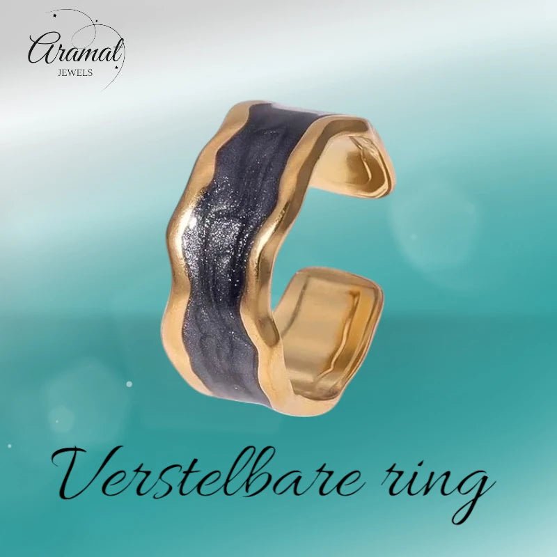 Stalen Damesring - Parelmoer - 8mm - Verstelbaar - Grijs - ring372 - 73917 - Ringen kopen# - Grijs - alles - boho