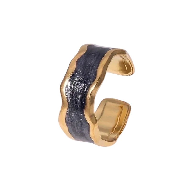 Stalen Damesring - Parelmoer - 8mm - Verstelbaar - Grijs - ring372 - 73917 - Ringen kopen# - Grijs - alles - boho