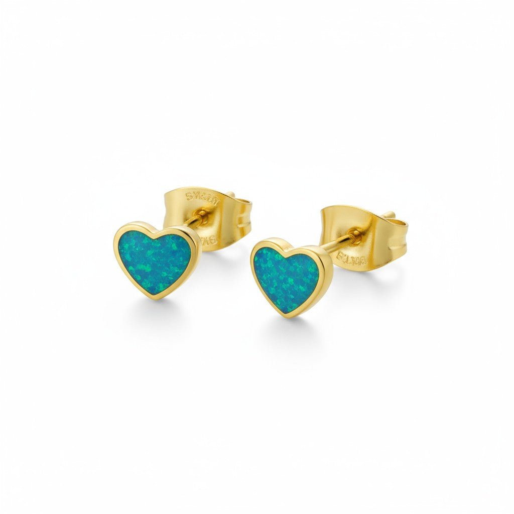 Stalen Emaille oorbellen hartje met glitters - Aramat Jewels - Oorbellen - cadeautip