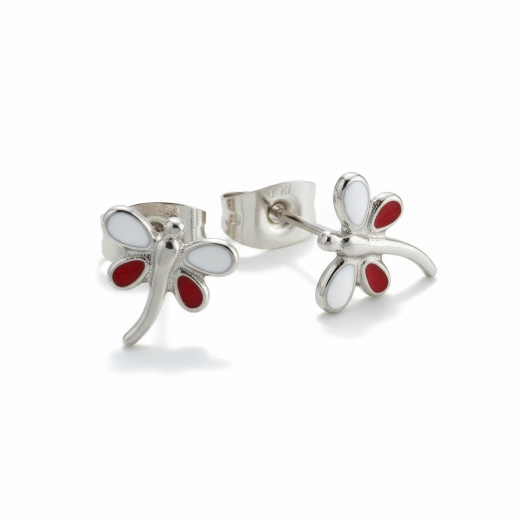 Stalen Emaille oorbellen Libelle - Aramat Jewels - Oorbellen - cadeautip