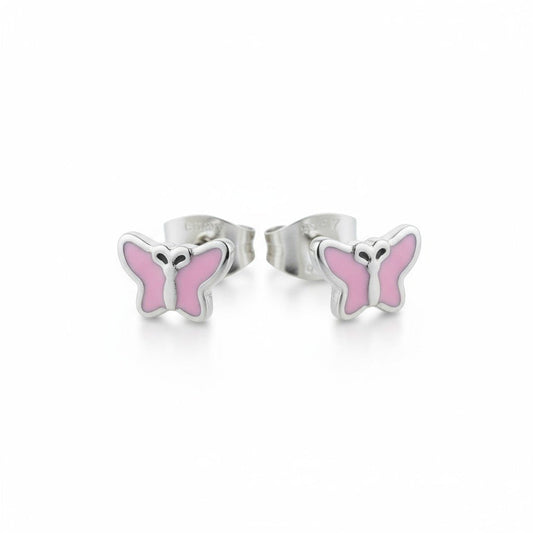 Stalen Emaille oorbellen vlindertje - Aramat Jewels - Oorbellen - cadeautip