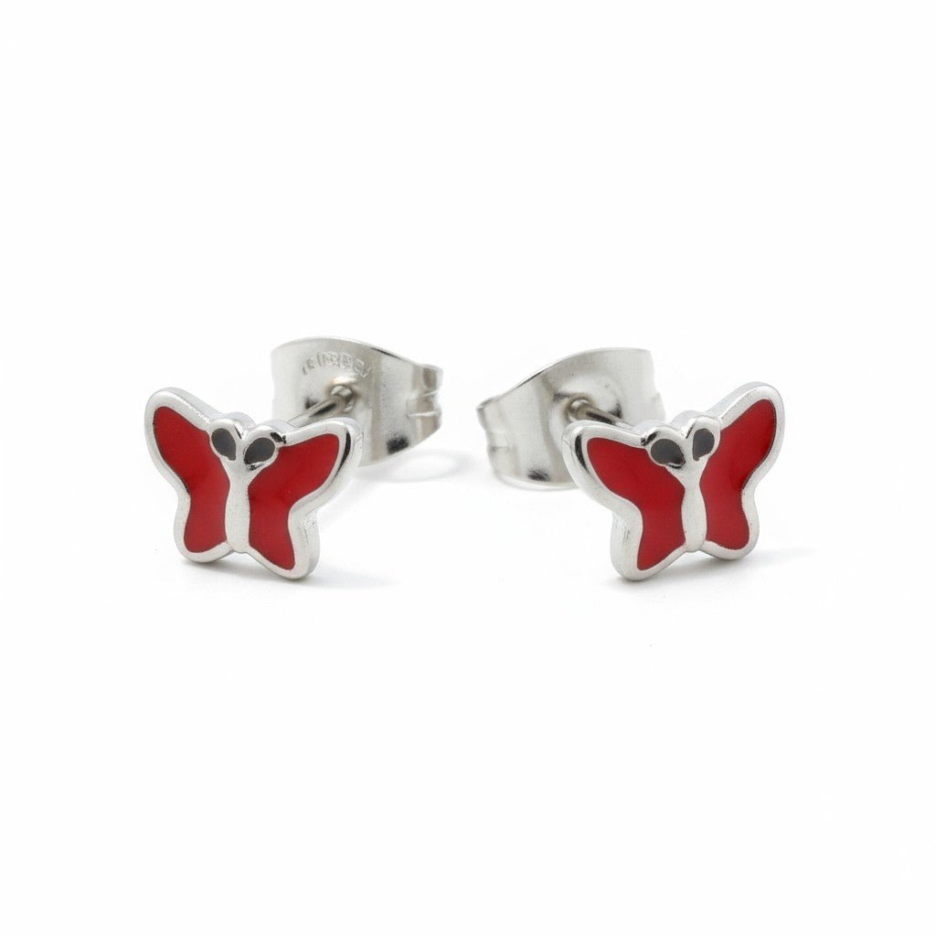 Stalen Emaille oorbellen vlindertje - Aramat Jewels - Oorbellen - cadeautip