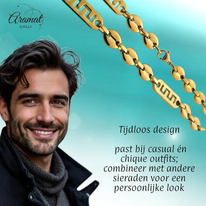 Stalen Fantasie Ketting met Grieks Motief - Aramat Jewels - Halskettingen - cadeautip