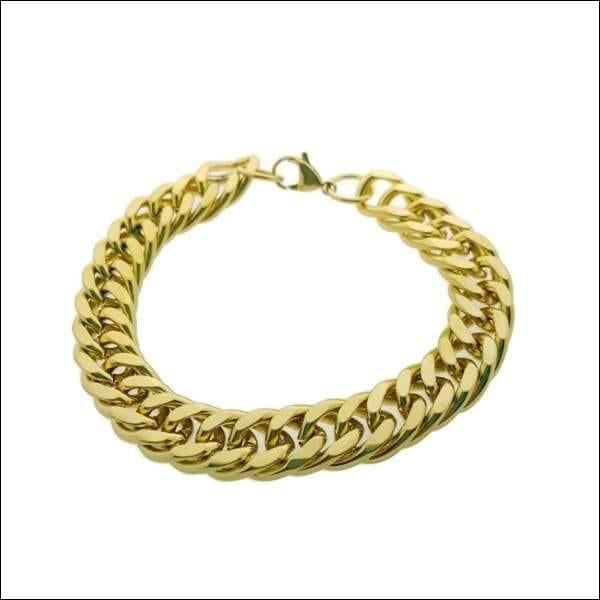 Stalen Goud Vergulde Gourmetarmband 21cm 12mm Met Schakelarmband Voor Polsmaat