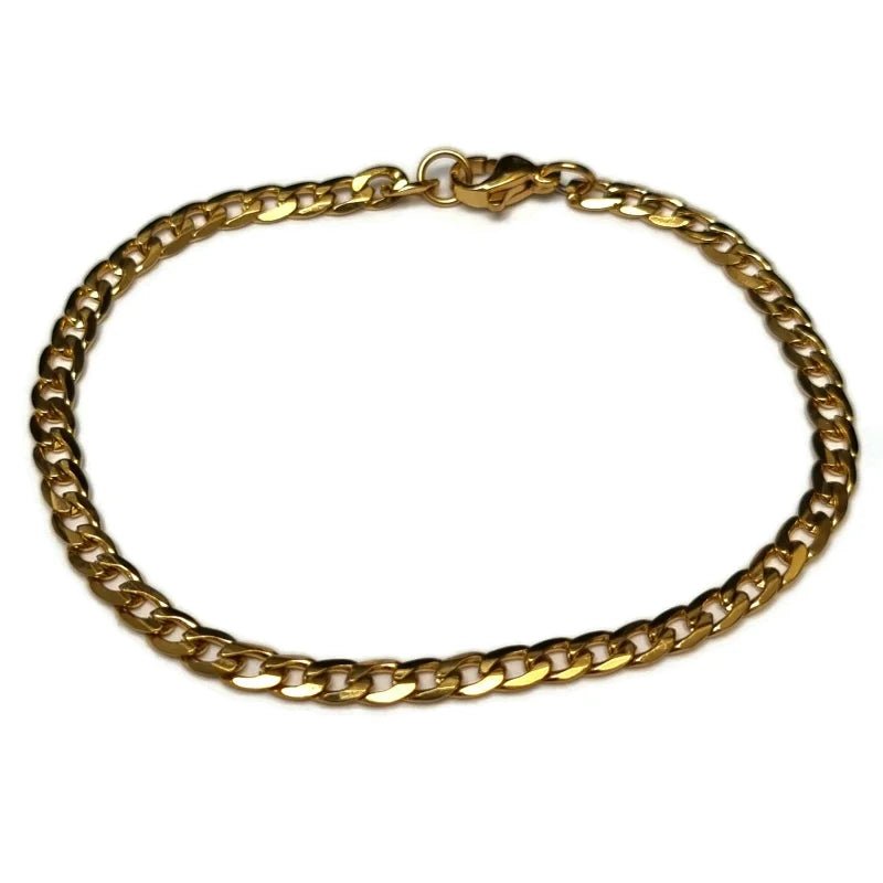 Een gouden schakelarmband met sluiting