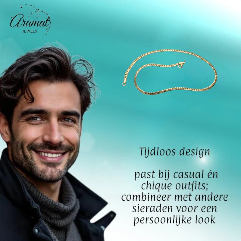 Stalen Gourmet Ketting goudkleurig staal - Aramat Jewels - Halskettingen - cadeautip