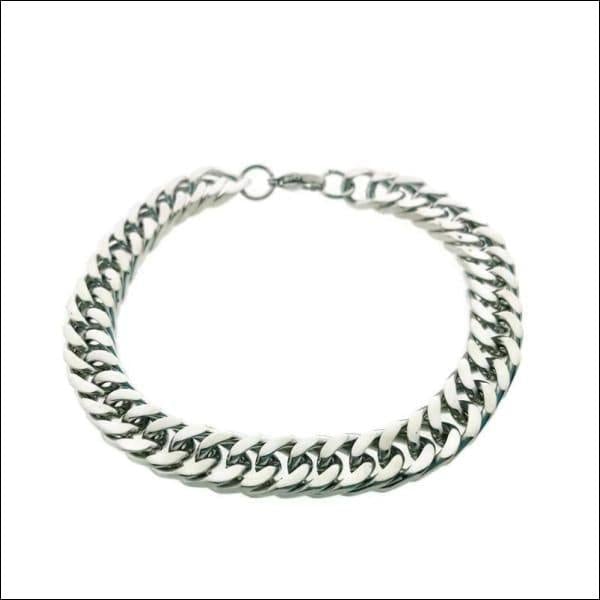 Stalen Gourmet Armband Zilverkleurig 21cm Met Ketting.