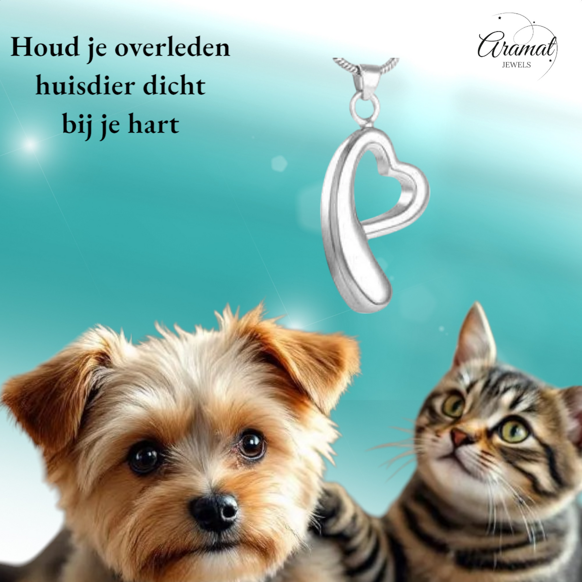 Open hart ashanger – rouwsieraad van staal