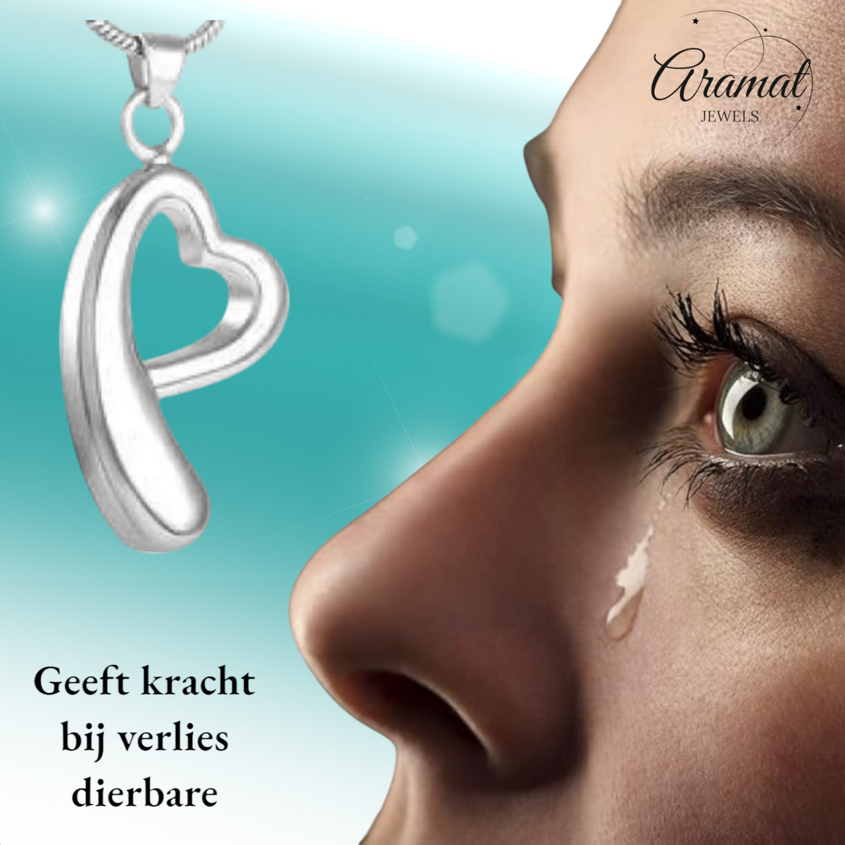 Open hart ashanger – rouwsieraad van staal