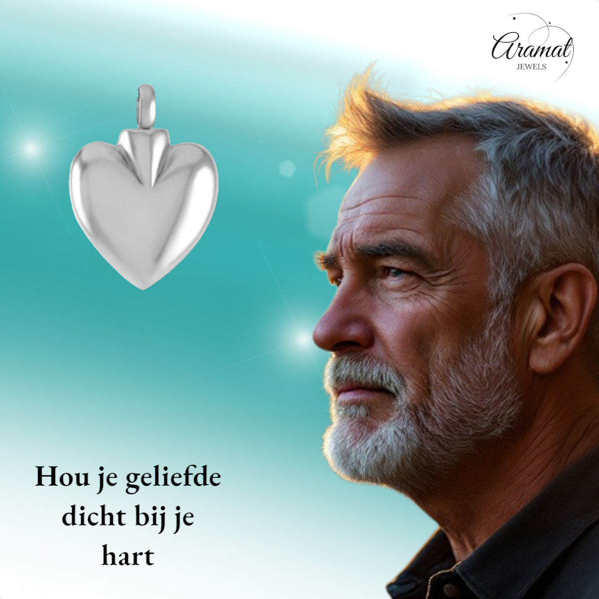Hartvormig as sieraad van staal – gedenksieraad