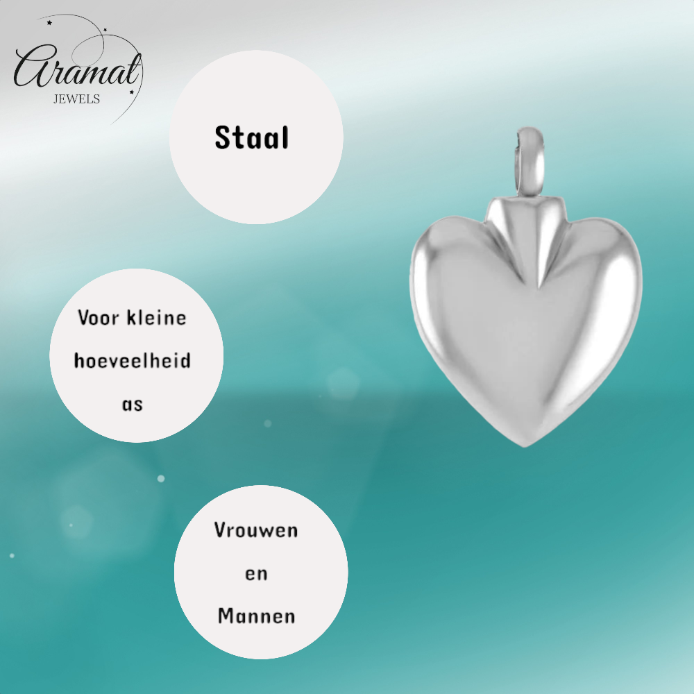 Hartvormig as sieraad van staal – gedenksieraad