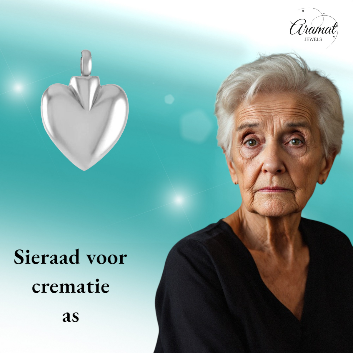 Hartvormig as sieraad van staal – gedenksieraad