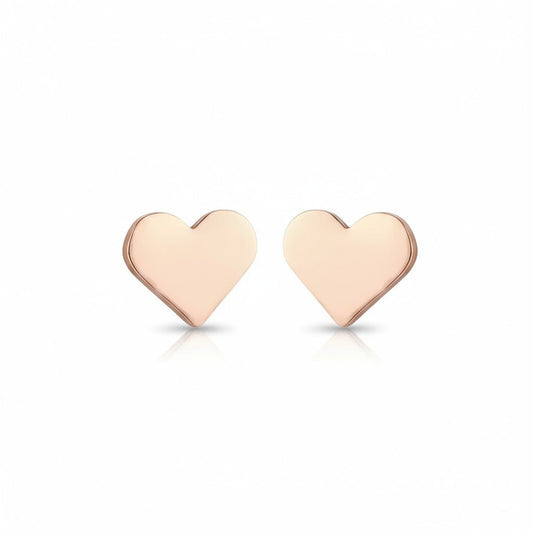 Stalen hartjes oorbellen rosegoudkleurig 8mm RVS, hartvorm hypoallergeen oorstekers voor dames en kinderen