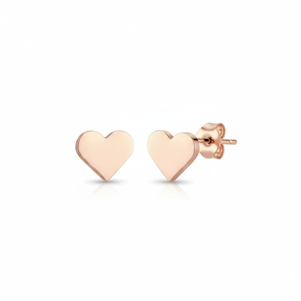 Stalen Hartjes Oorbellen Rosegoudkleurig 8mm RVS - Aramat Jewels - Oorbellen - cadeautip