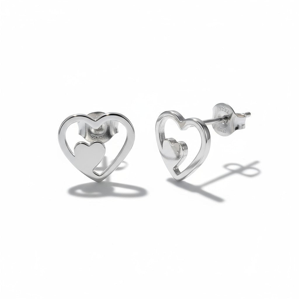Stalen Hartjes Oorbellen Zilverkleur 9mm RVS - Aramat Jewels - Oorbellen - cadeautip
