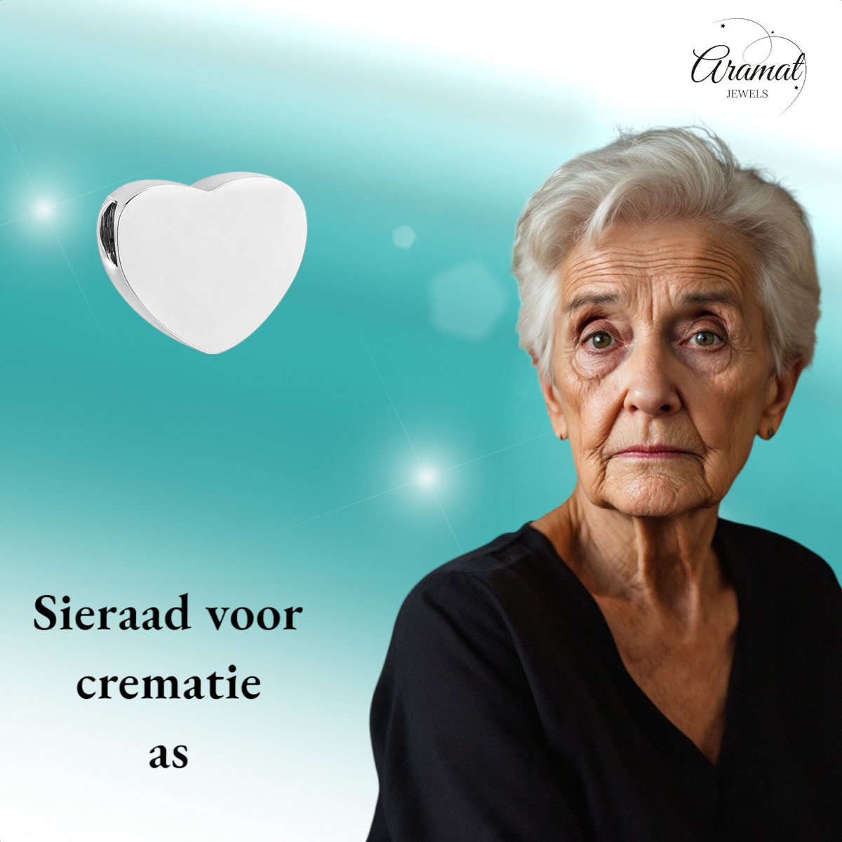 Zilverkleurige asbedel hart – roestvrij staal 13mm