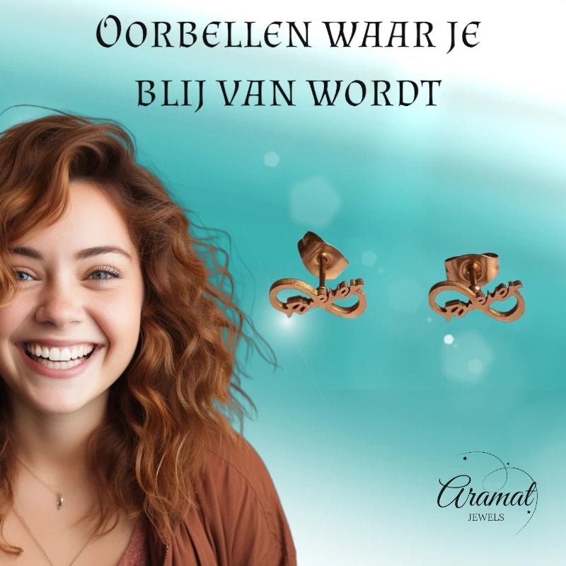 Stalen Infinity Oorbellen 11x5mm - Rosékleur - Forever - oor86 - Oorbellen kopen# - 11mm - alles