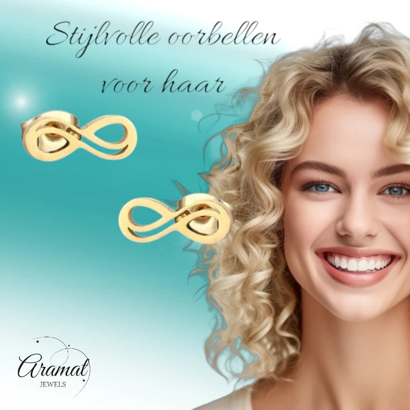 Stalen Infinity Oorbellen - Goudkleurig & Elegant