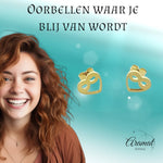 Stalen Infinity Oorbellen - Goudkleur - Hartje