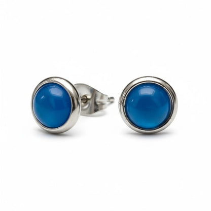 Stalen Kattenoog Oorbellen 8mm – Donkerblauw - Aramat Jewels - Oorbellen - cadeautip