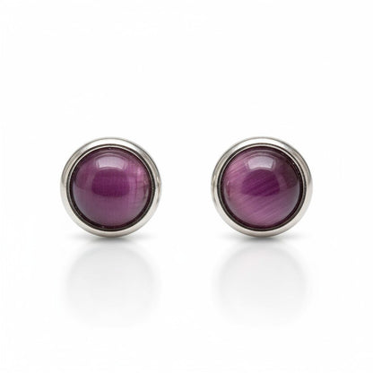 Stalen Kattenoog Oorbellen 8mm – Paars - Aramat Jewels - Oorbellen - cadeautip