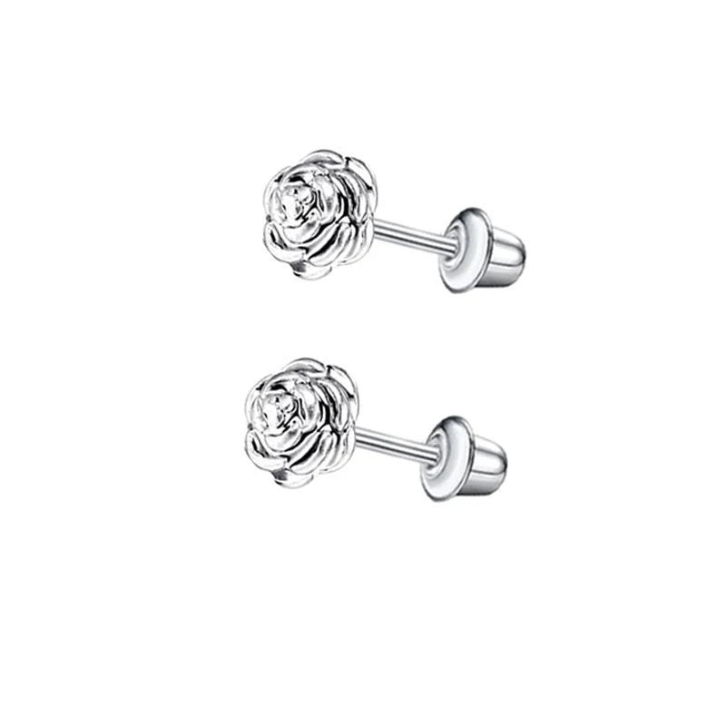 Stalen kinder oorbellen - 7mm rozen oorknopjes met schroefsluiting - oor6264 - 72430 - Oorbellen kopen# - 7mm - alles