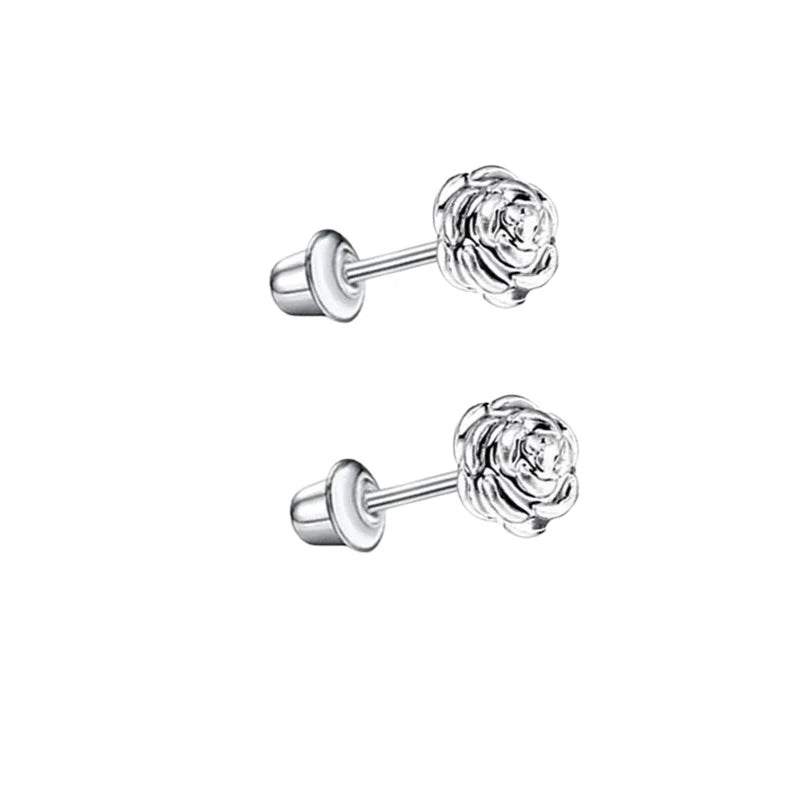 Stalen kinder oorbellen - 7mm rozen oorknopjes met schroefsluiting - oor6264 - 72430 - Oorbellen kopen# - 7mm - alles