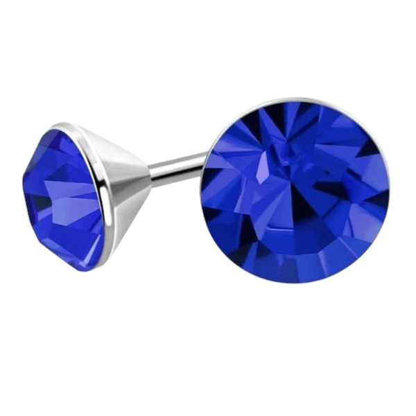 Stalen Kristal Oorbellen met koningsblauw steentje – Zilverkleur – 3mm - Aramat Jewels - Oorbellen - cadeautip