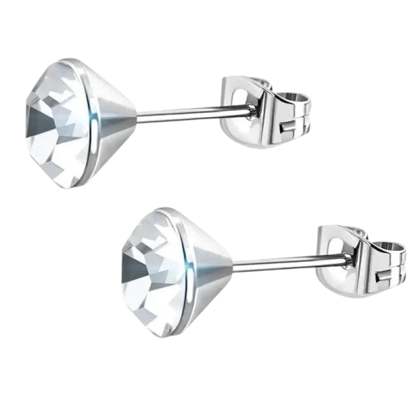 Stalen Kristal Oorbellen met transparant steentje – Zilverkleur – 3mm - Aramat Jewels - Oorbellen - cadeautip