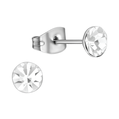 Stalen Kristal Oorbellen met transparant steentje – Zilverkleur – 5mm - Aramat Jewels - Oorbellen - cadeautip