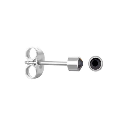 Stalen Kristallen Oorbellen - 3mm - Zwart - RVS - oor3052 - Oorbellen kopen