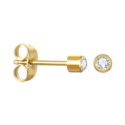 Stalen Kristallen Oorbellen - Goudkleur - 3mm - oor2087 - XE38688 - Oorbellen kopen# - 3mm - alles - cadeau