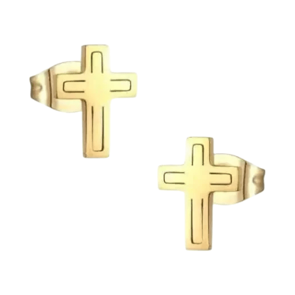 Stalen Kruisjes Oorbellen Goudkleur – 10x7mm - Aramat Jewels - Oorbellen - cadeautip