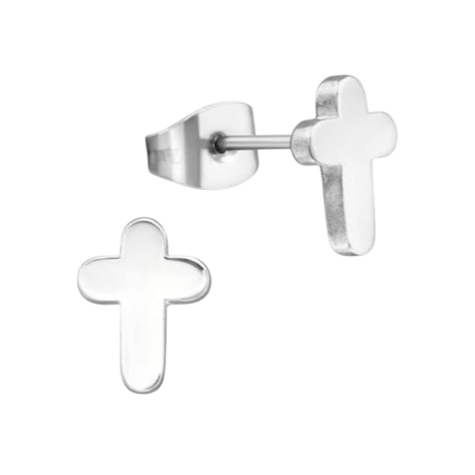 Stalen Kruisjes Oorbellen Zilverkleurig – 10x7mm - oor2747 - LJE1097 - Oorbellen kopen# - 10mm - alles - cadeau