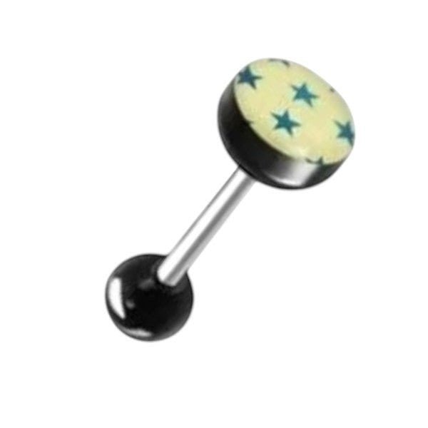 Een paar zwarte en gele ster piercings