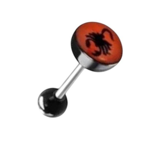 Een set van vier zwarte en oranje drakenkop piercings