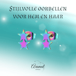 Stalen Multicolor Sterren Oorbellen - Hip & Kleurrijk - oor4728 - Oorbellen kopen