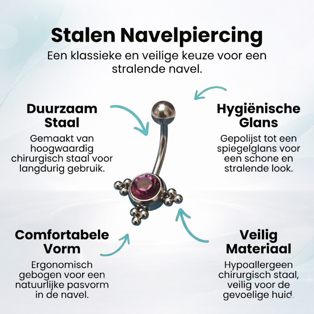 Steel Navel Piercing Eline Purple Zirconia