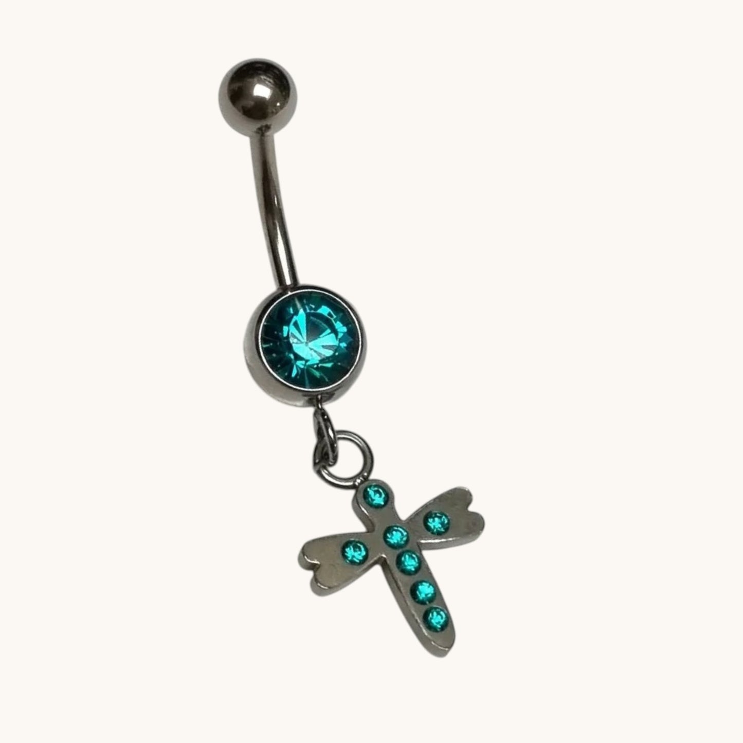 Steel Navel Piercing Cross with Zirconia