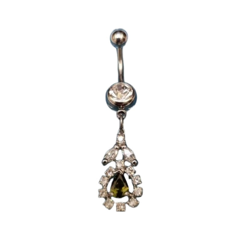 Steel Navel Piercing with Zirconia Pendant