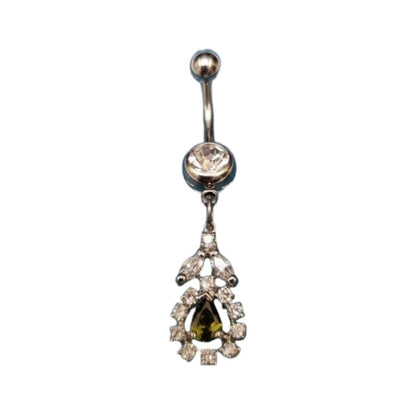 Piercing nombril en acier avec pendentif en zircone