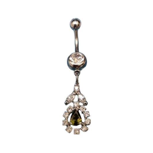 Piercing nombril en acier avec pendentif en zircone